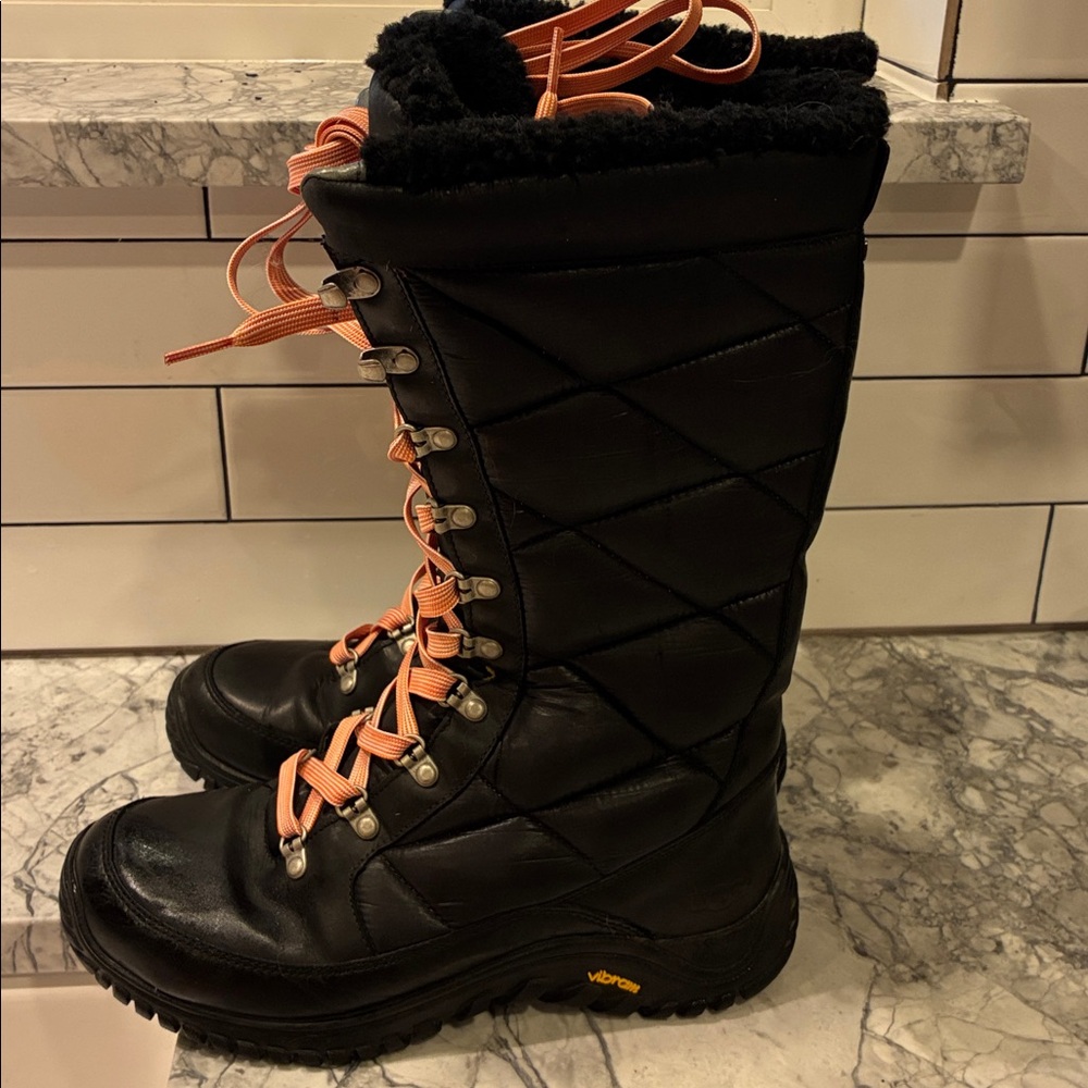 UGG Black Winter lined waterproof Lace-Up Boots  Pink XL long Laces 10m - Picture 2 of 12